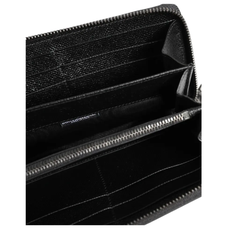 Portefeuille continental homme en cuir noir à fermeture éclair