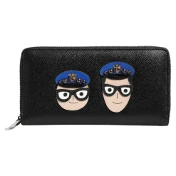 Portefeuille continental homme en cuir noir à fermeture éclair
