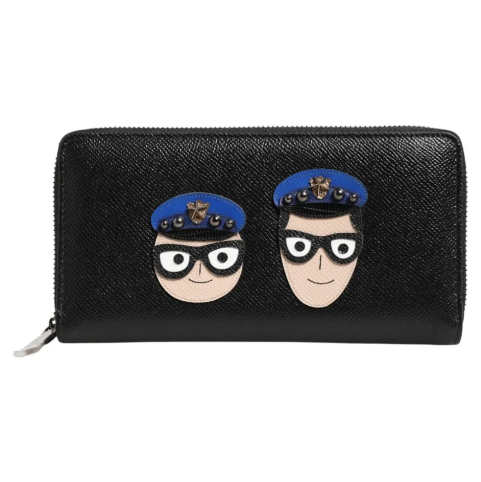Portefeuille continental homme en cuir noir à fermeture éclair