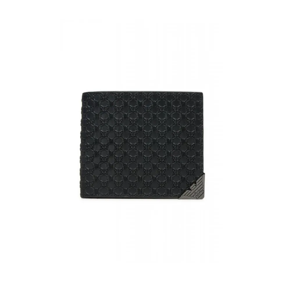 Portefeuille en cuir avec poche à monnaie et motif en relief intégral
