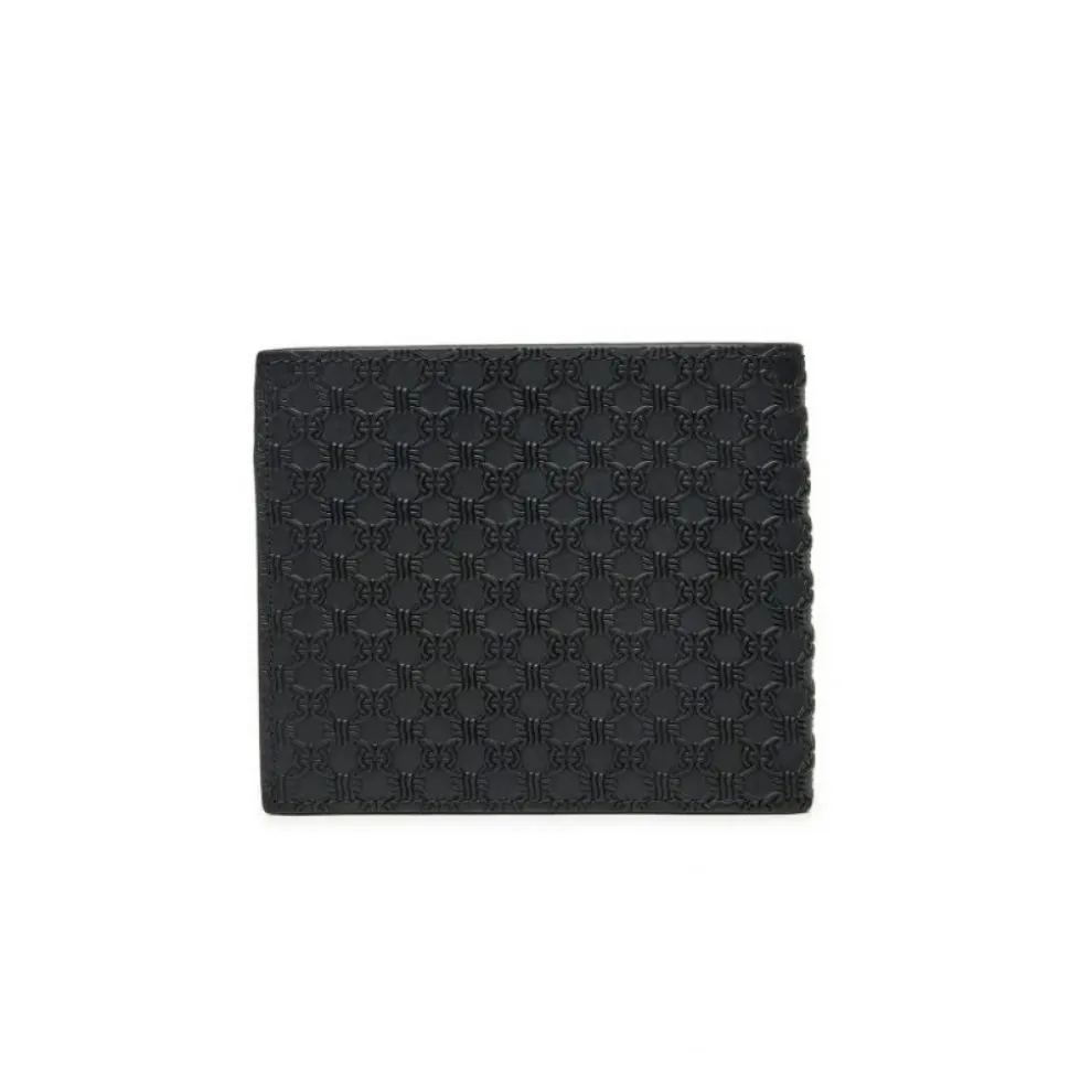 Portefeuille en cuir avec poche à monnaie et motif en relief intégral