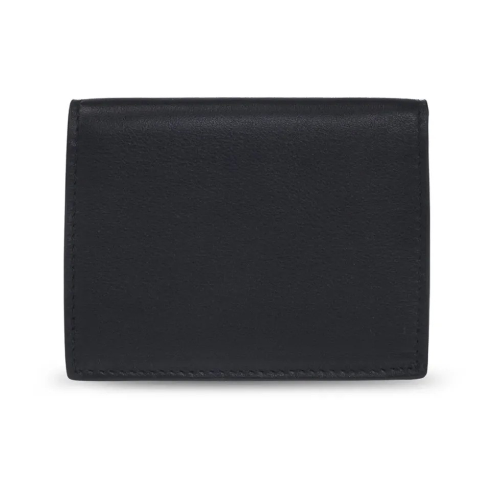 Portefeuille en Cuir Noir avec Appliqué Méduse