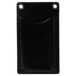 Portefeuille en Cuir Noir avec Logo et Bandoulière