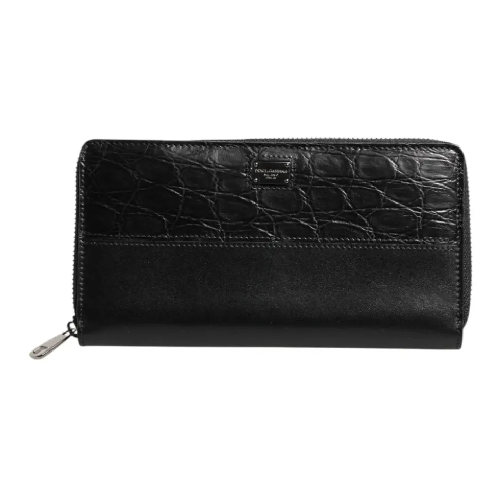 Portefeuille en Cuir Noir avec Logo