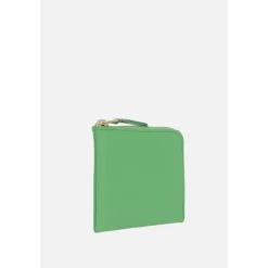 Portefeuille en cuir vert avec détails dorés