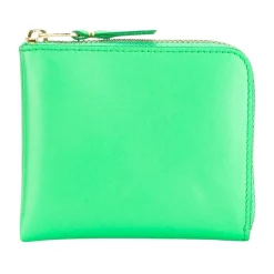 Portefeuille en cuir vert avec détails dorés
