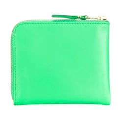 Portefeuille en cuir vert avec détails dorés