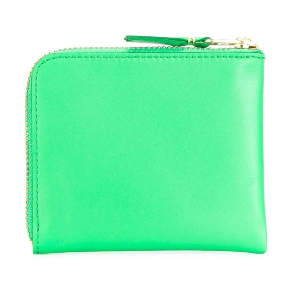 Portefeuille en cuir vert avec détails dorés