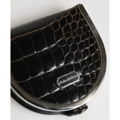 Porte-monnaie en Cuir de Crocodile Noir