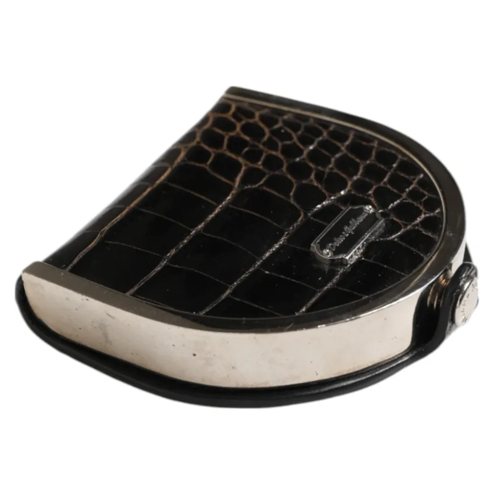 Porte-monnaie en Cuir de Crocodile Noir