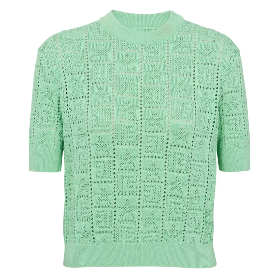 Pull en maille ajourée à monogramme