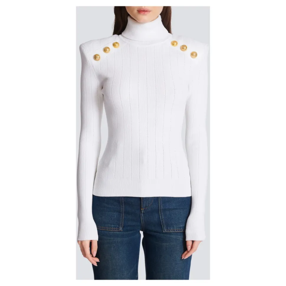 Pull en maille avec boutons dorés