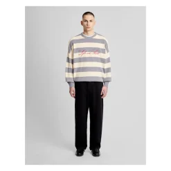 Pull en maille avec broderie script rayée