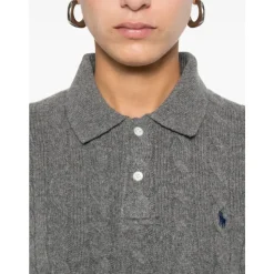 Pull Polo en Laine et Cachemire à Motifs Câblés
