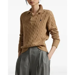 Pull polo en maille torsadée