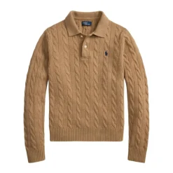 Pull polo en maille torsadée