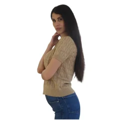 Pull Polo Métallisé en Maille Câblée