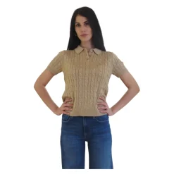 Pull Polo Métallisé en Maille Câblée