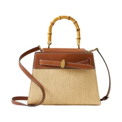 Raffia Dash Top Handle Bag