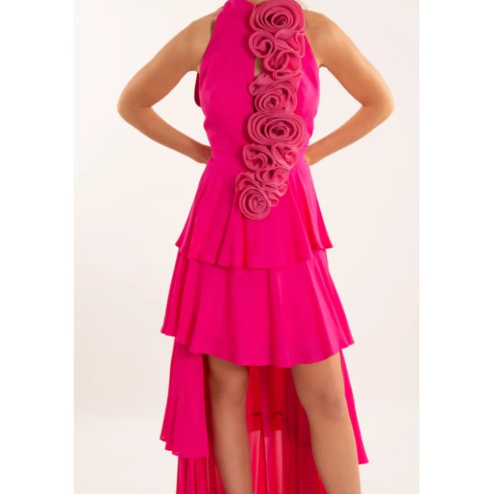 Robe à appliques fleuries FUXIA