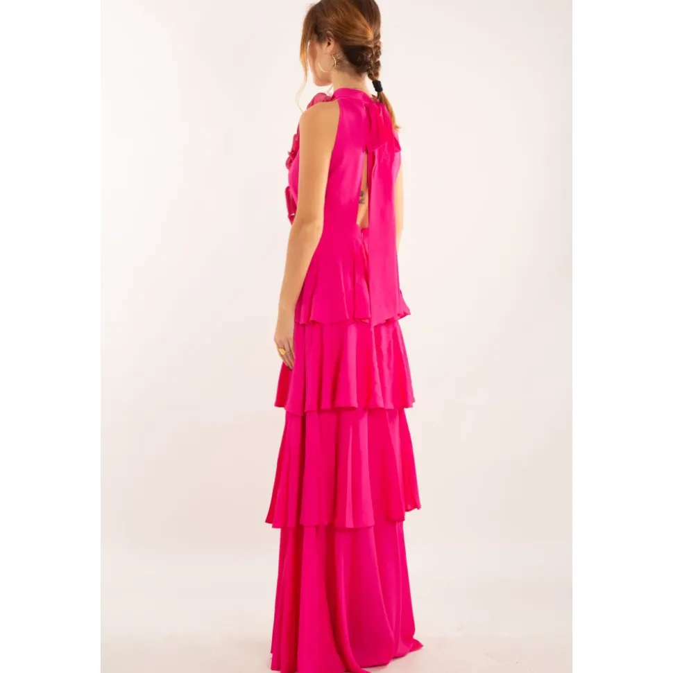 Robe à appliques fleuries FUXIA