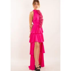 Robe à appliques fleuries FUXIA