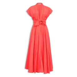 Robe ceinturée en lin mélangé
