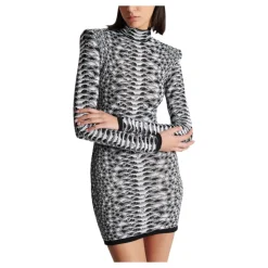 Robe Courte en Tricot Texturé Peau de Serpent