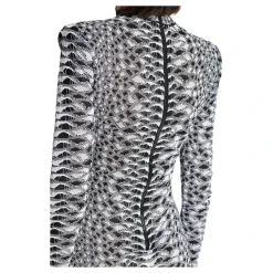 Robe Courte en Tricot Texturé Peau de Serpent