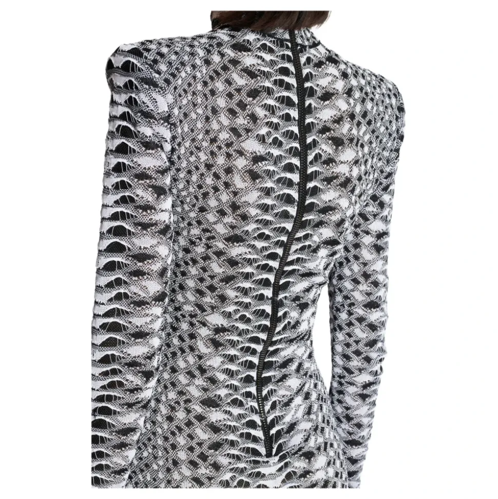 Robe Courte en Tricot Texturé Peau de Serpent