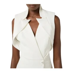 Robe de Soirée en Crêpe avec Revers en Satin et Fente Latérale