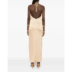 Robe de Soirée Satinée à Col Américain