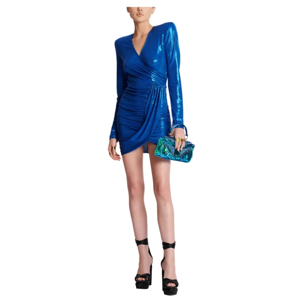 Robe drapée en jersey lamé