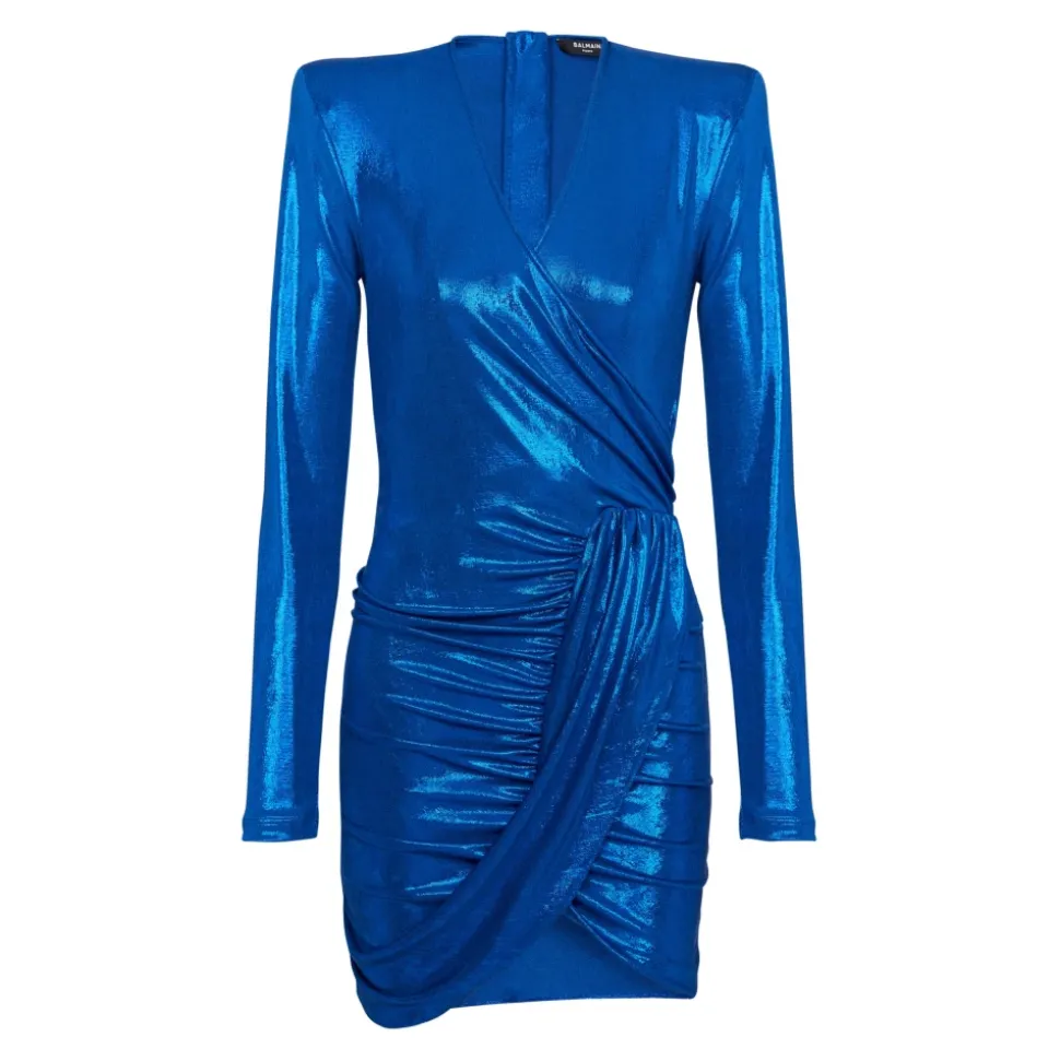 Robe drapée en jersey lamé