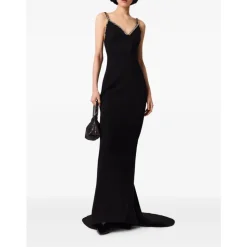 Robe en crêpe ornée de cristaux