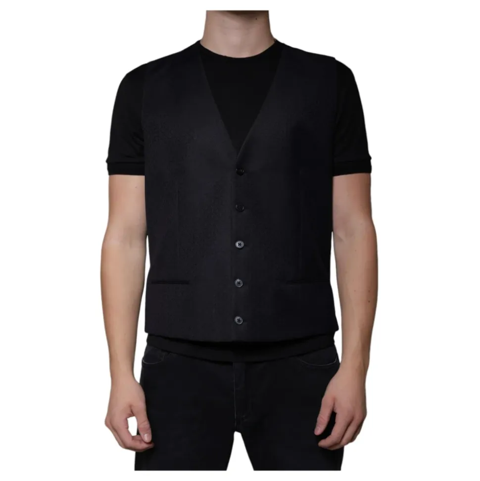 Robe Gilet en Laine Noire