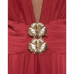 Robe Longue Maxi à Volants et Ornée de Fleurs