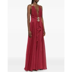Robe Longue Maxi à Volants et Ornée de Fleurs