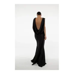 Robe Longue Noire en Polyester