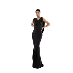 Robe Longue Noire en Polyester