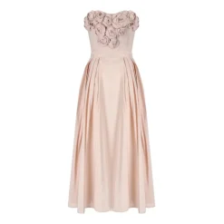 Robe Midi Rose Brodée de Roses