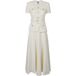 Robe mi-longue ajustée en crêpe