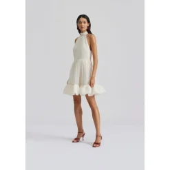 Robe Mini Blanche à Volants