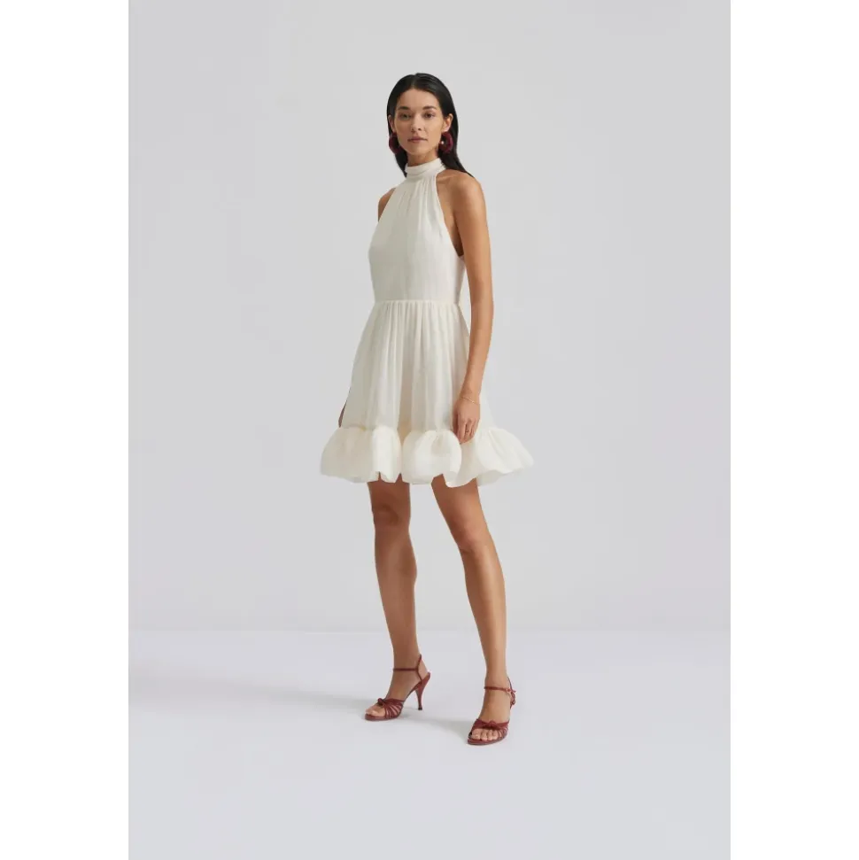 Robe Mini Blanche à Volants