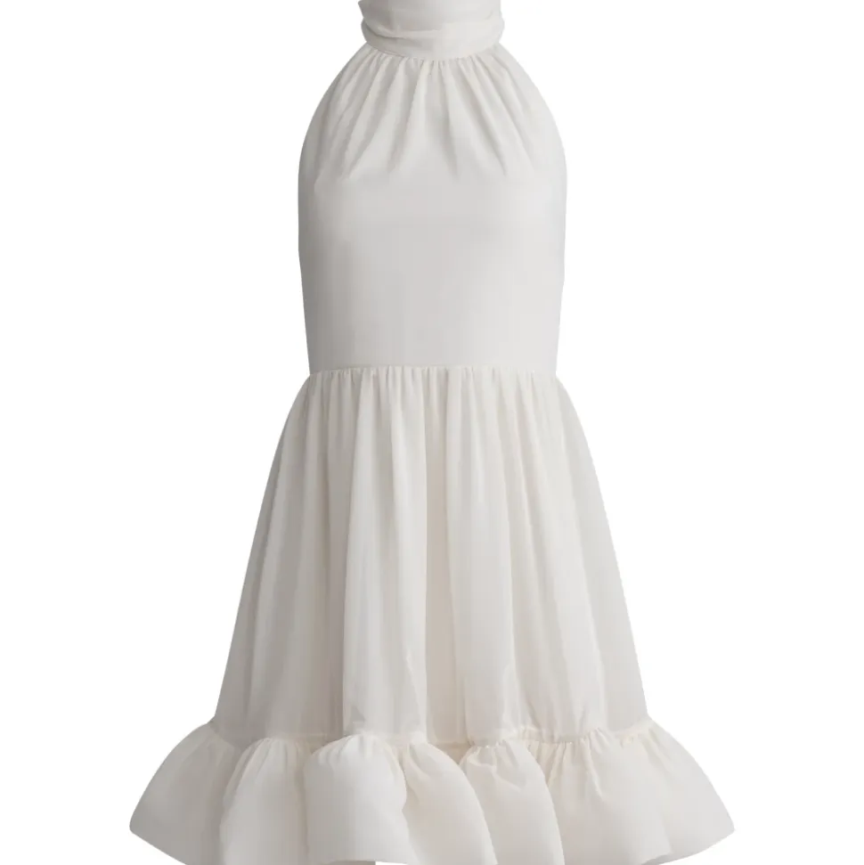 Robe Mini Blanche à Volants