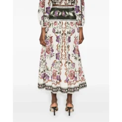 Rococo Flowers Lace Buttoned Midi Skirt