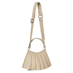 Sac à bandoulière en cuir beige style crocodile