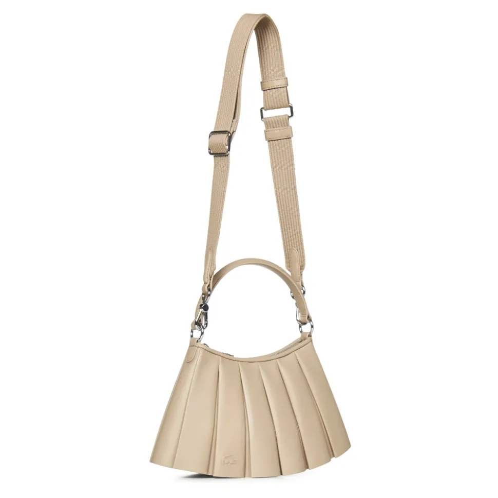 Sac à bandoulière en cuir beige style crocodile