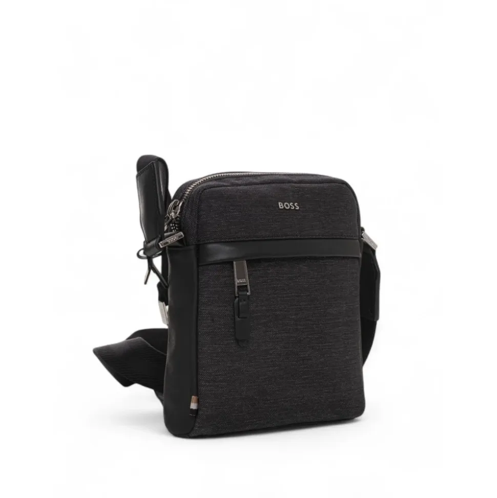 Sac bandoulière en cuir et textile