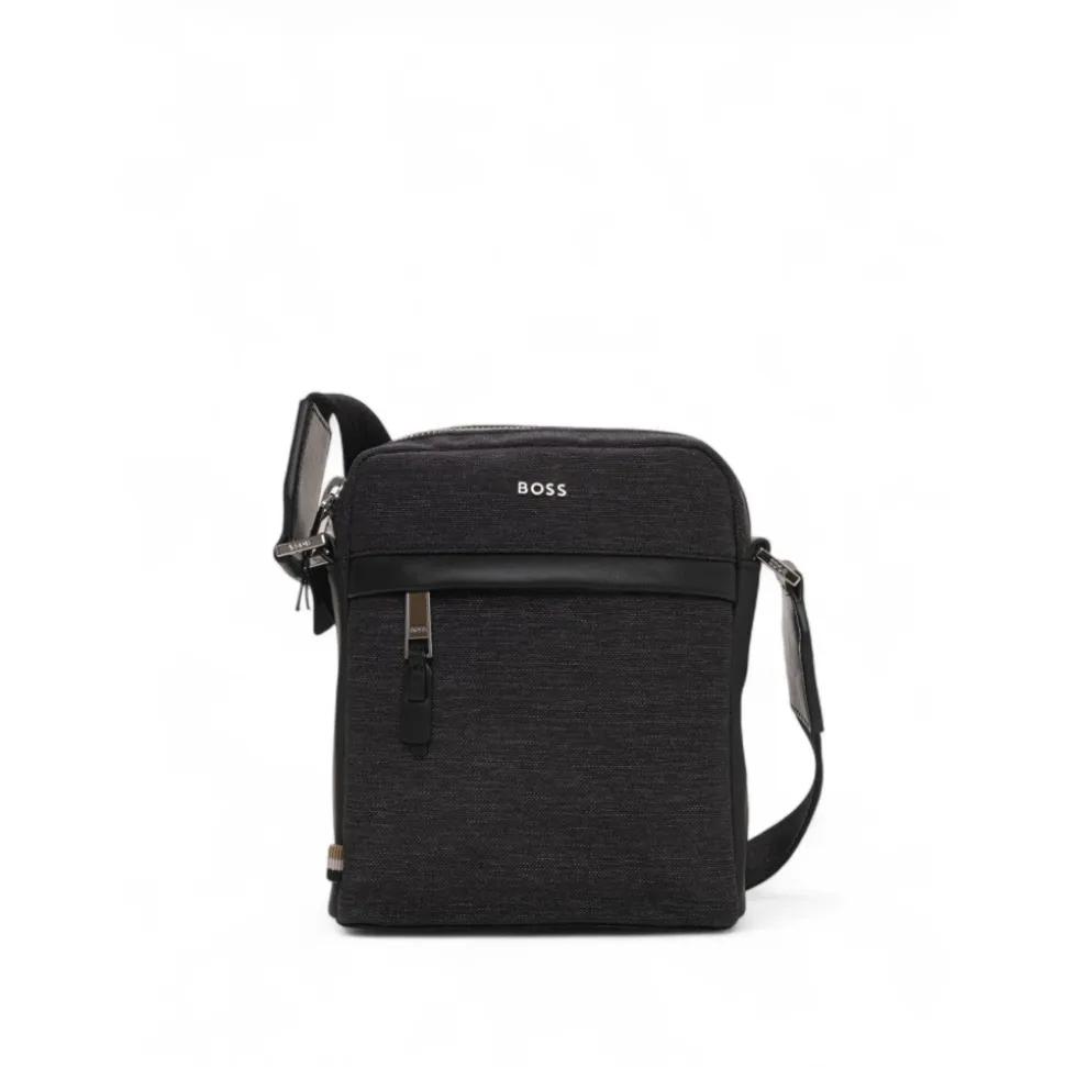 Sac bandoulière en cuir et textile